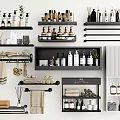 Organized Bathroom Accessories with Shelves Towel Racks Bottles Towels and Aromatherapy