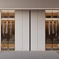 Modern Minimalist Wardrobe Design with Sliding Glass Doors Hanging Space and LED Lighting