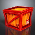 Red Wooden Crate With Orange Interior And Fragile Label For Household Supplies