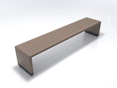 Sleek Modern Brown Striped Bench With Black Support Legs And Smooth Surface 3d model