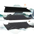 Traditional Chinese Roof Components With Black Tiles And Mountain Background