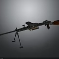Vintage Military Machine Gun With Tripod Mount And Wooden Stock Design