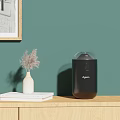 Wooden Cabinet Top With Books White Vase Dried Flowers And Black Dyson Daily Appliance