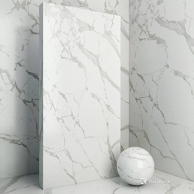 Elegant White Marble Construction Components With Natural Vein Pattern And Decorative Design 3d model 