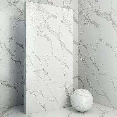 Elegant White Marble Construction Components With Natural Vein Pattern And Decorative Design 3d model