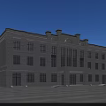 Classical Office Building With Stone Facade Large Windows And Ornate Architectural Details 3d model