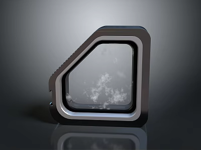 Modern Metallic Framed Structure With Cloud Pattern On Dark Reflective Background 3d model