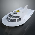 White Streamlined Concept Vehicle With Transparent Cockpit And Yellow Top Component 3d model