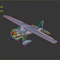 Blue Biplane Model With White Accents And Propeller Design 3d model