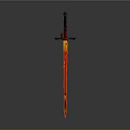 Flaming Decorative Sword With Orange Yellow Blade And Black Red Hilt