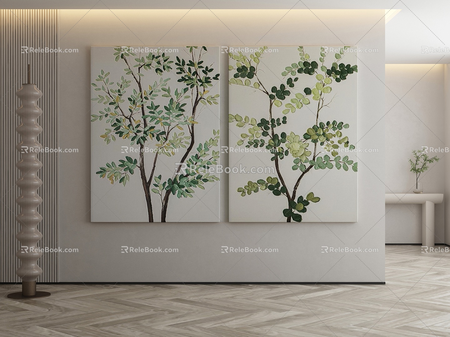 Modern plant painting decorative painting 3d model