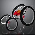 Modern Circular Design Model With Black Rings And Red Orange Elements