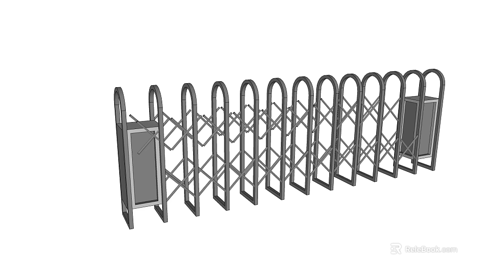 Heavy Duty Metal Retractable Gate With Folding Structure For Commercial Entrance Security 3d model 