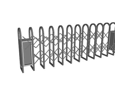 Heavy Duty Metal Retractable Gate With Folding Structure For Commercial Entrance Security 3d model