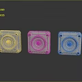 Three Square Small Electronic Appliances With Round Button Brown Pink Dark Brown Compact Design