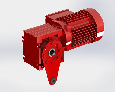 Red Industrial Gear Motor With Compact Metal Housing And Efficient Design 3d model
