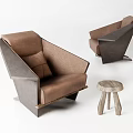Nordic Single Sofa Chair Lazy Sofa Reading Sofa Stool Low Stool Shoe Stool Armrest Sofa 3d model