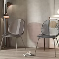 Modern Transparent Leisure Chairs With Metal Legs In Stripe Wall Room With Floor Lamp