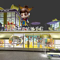 Colorful Container Building Retail Shop With Cartoon Figure Umbrella And Glass Elements