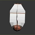 Orange Hull Sailing Boat Model With White Sails And Wooden Structure For