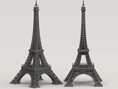 Square Landscape Featuring Two Eiffel Tower Models With Detailed Structure And Design 3d model