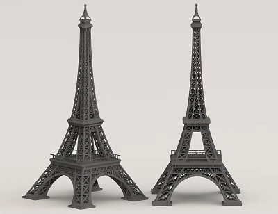 Square Landscape Featuring Two Eiffel Tower Models With Detailed Structure And Design 3d model