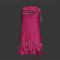 Elegant Pink Pleated Skirt With Decorative Bow And Lace Trim Details