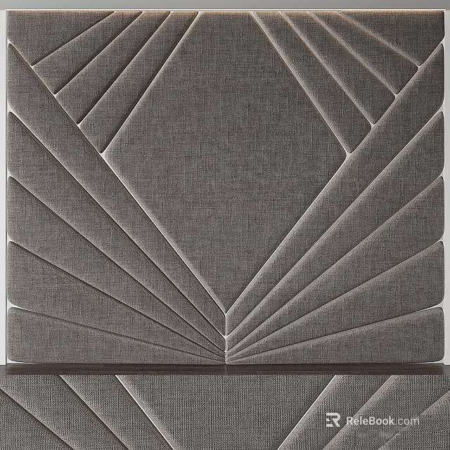 Luxury Modern Bed With Upholstered Headboard Background And Geometric Patterns 3d model