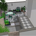 Cozy Garden Decor Featuring Outdoor Seating Green Plants Flowers And Paved Patio