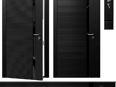 Modern Black Steel Security Door With Anti Theft Lock And Durable Design 3d model