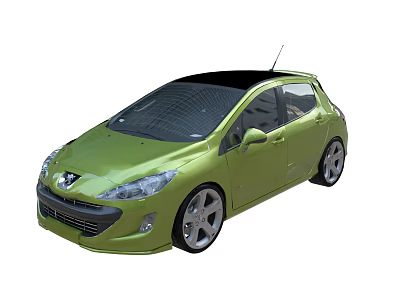 Green Peugeot Compact Hatchback Car With Black Roof Alloy Wheels And Sleek Design 3d model