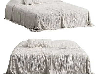 Light Colored Bed Linen Set With Soft Wrinkled Texture And Matching Pillow 3d model