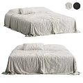 Light Colored Bed Linen Set With Soft Wrinkled Texture And Matching Pillow 3d model