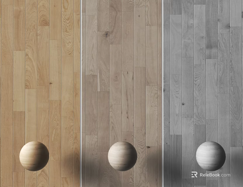 Visual Display Of Wooden Flooring In Three Tones With Spheres 3d model 