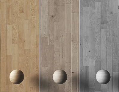 Visual Display Of Wooden Flooring In Three Tones With Spheres 3d model