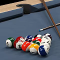 Wooden Pool Tables With Billiard Balls And Cue Stick For Sports Equipment
