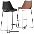 Modern Black and Brown Bar Stools with Upholstered Seats and Metal Frame