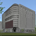 Modern Commercial Complex With Glass Facade And Multi Storey Design Surrounded By Green Area