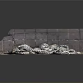 White And Gray Tangled Rope Piled On Textured Mat Beside Brick Wall