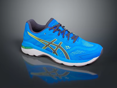Blue Running Sneakers With Mesh Upper Lace Up Design And White Sole 3d model