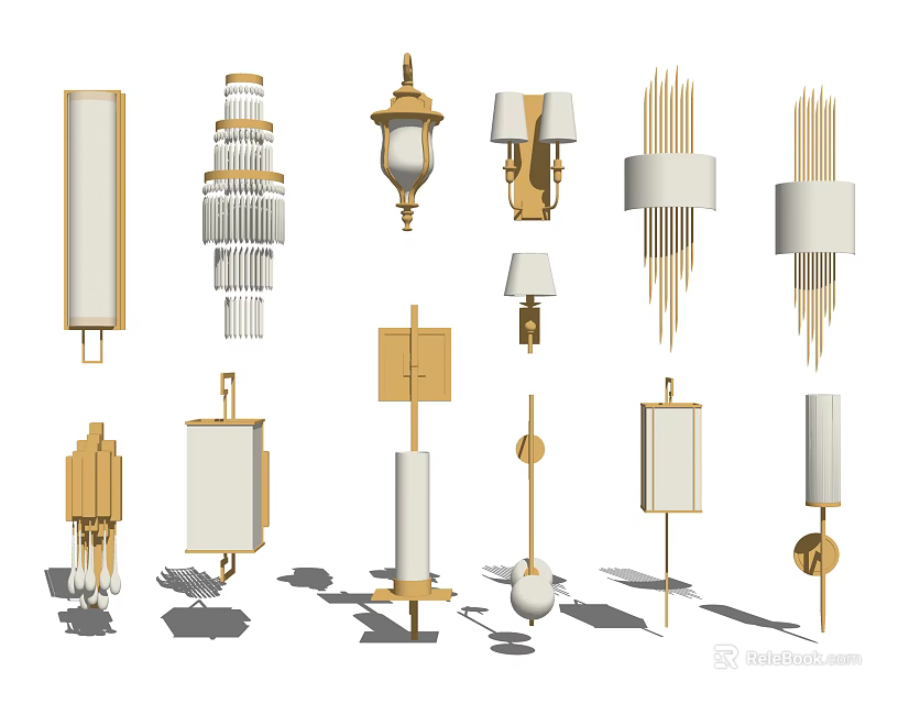 Various Modern Classic And Elegant Wall Lights With Decorative Designs For Home Interior 3d model