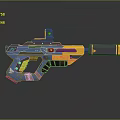 Sci Fi Blue And Yellow Gun With Modern Design Scope And Handle 3d model