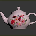 Pink Floral Teapot With Colorful Flower Patterns For Household Decorative Use