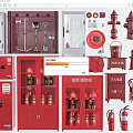 Complete Fire Equipment Set With Extinguishers Hydrants Cabinets And Tools 3d model
