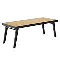 Modern Wooden Top Dining Table With Black Metal Legs Simple Contemporary Design