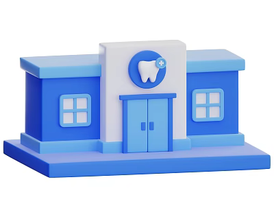 Modern Commercial Complex Featuring Dental Clinic With Blue White Exterior Design 3d model