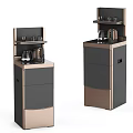 Modern Home Appliance Storage Cabinet with Coffee Maker and Cups in Black Gold Design