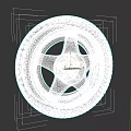 Black Automotive Tire With Chrome Alloy Wheel Rim And Spoke Design