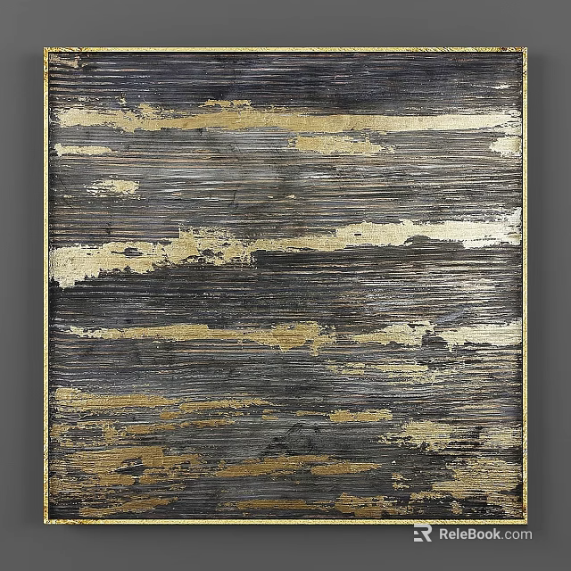 Black Gold Striped Textured Frame With Artistic Design For Home Wall Decor 3d model 