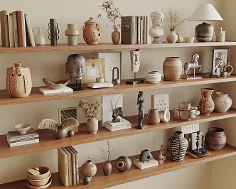 Quiet Ancient Style Ornaments Books Pottery Pot Vase Flower Art 3d model